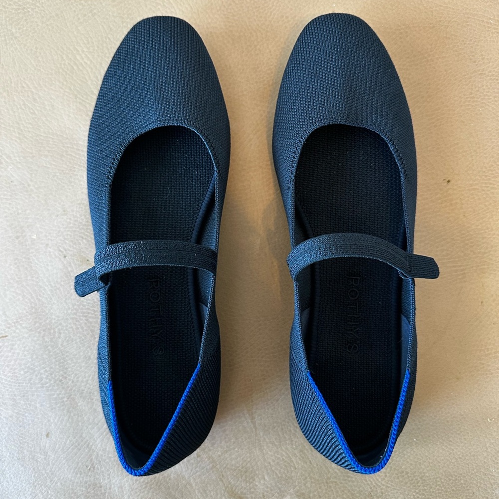 Rothy's The Square Mary Jane Women's 9 Deep Navy Strap Tortoise Shell Sole